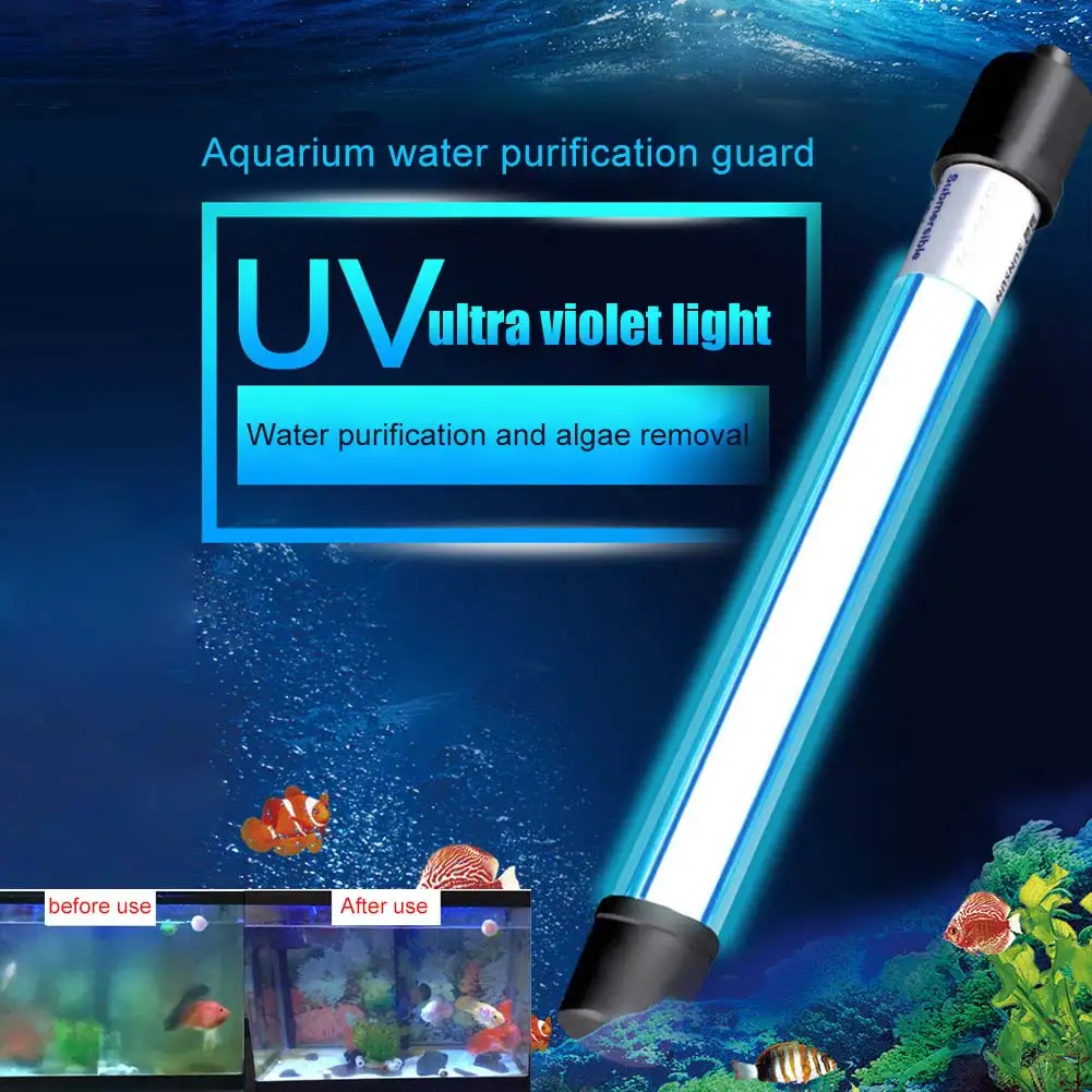 Недавно 5/7/9/11/13 Вт ультрафиолетовая дезинфекционная лампа стерилизация воды свет для аквариума