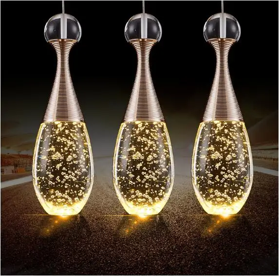

Creative personality simple modern three bubble crystal lamp LED restaurant lighting bar lamp hanging lamp 3 color pendant light