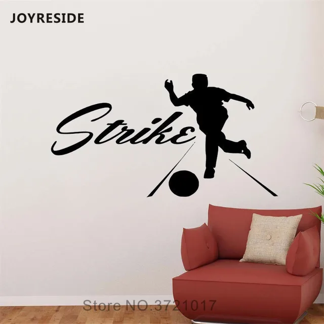 US $4.43 JOYRESIDE Sport Wall Strike Bowling Game Balloons Decals Vinyl Sticker Club Home Kids Room Bedroom 