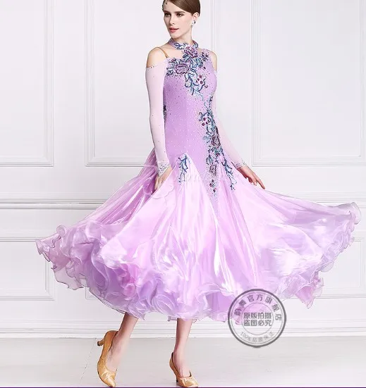 Настраиваемое освещение фиолетовый Вальс Танго Фокс Рысь быстрый шаг костюмы для бальных танцев современный конкурс платье