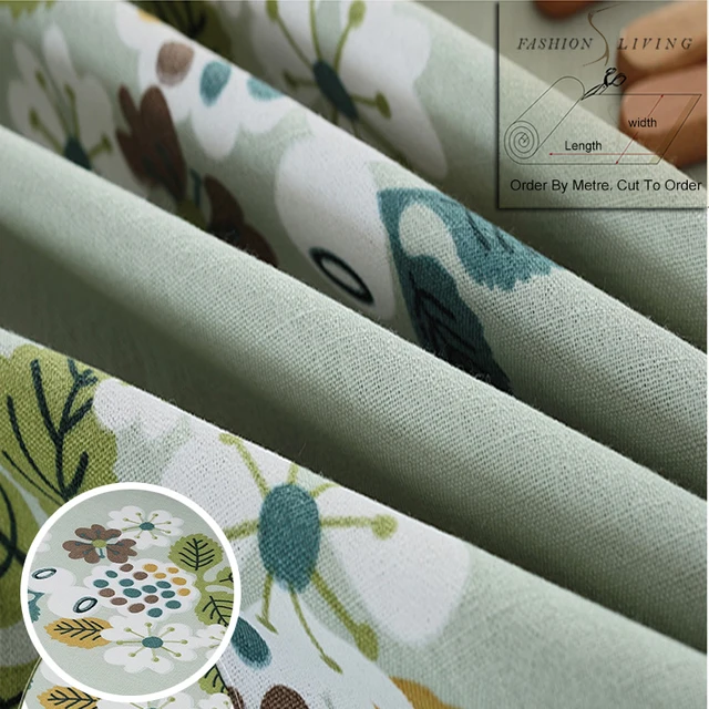 280 cm Brede Witte Groene Bloemen Katoen Linnen Blackout Drapery ... 280 cm Brede Witte Groene Bloemen Katoen Linnen Blackout Drapery ...