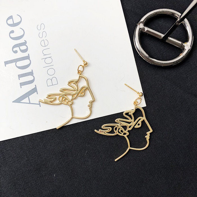 Fashion Abstract Hollow Face Palm Drop Earrings For Women Gold/Silver color Metal Style Dangle Earring Girls Jewelry