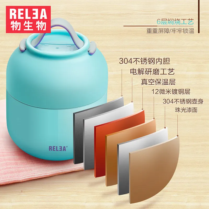 Tanie Przenośny duszony zlewka pojemnik próżniowy Lunch wiaderko termos pojemnik na jedzenie ze stali nierdzewnej Jar pudełko na Lunch obiad z łyżeczką