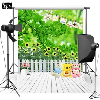 

DAWNKNOW Flower Toy Vinyl Photography Background For Kids Fence New Fabric Polyester Backdrop For Family Photo Studio S2218