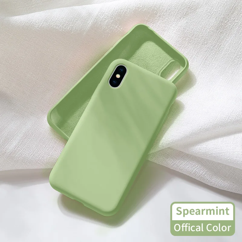 ASINA силиконовый чехол для iPhone X Xs Max XR жидкий силиконовый однотонный цветной прозрачный бампер для iPhone 6 6s 7 8 Plus Coque Capa - Цвет: Spearmint
