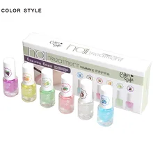 Цветной стиль, прозрачное Базовое покрытие для ногтей, верхнее покрытие, Лечение ногтей, 6 видов, фруктовый вкус, витамин е