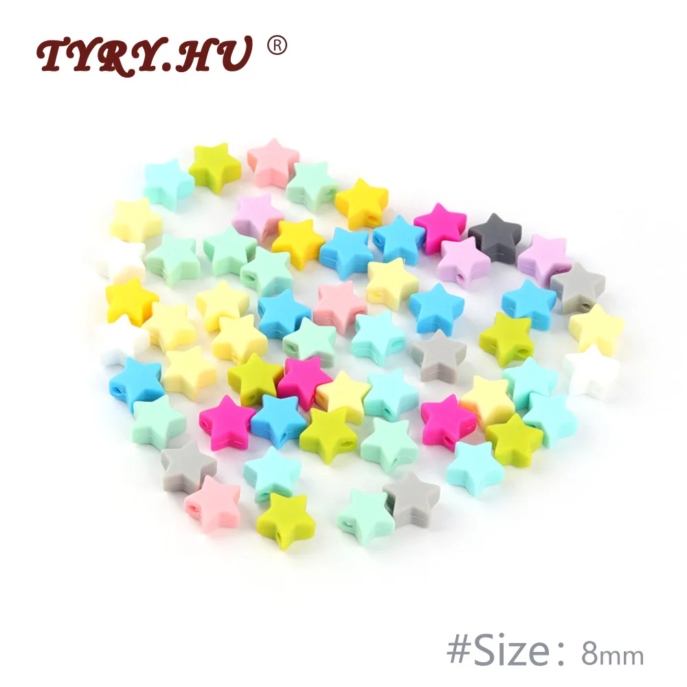

TYRY.HU 50pcs Star Silicone Beads Food Grade Teether Beads Baby Teething Oral Nursing For DIY Infant Pacifier Chain Accessories
