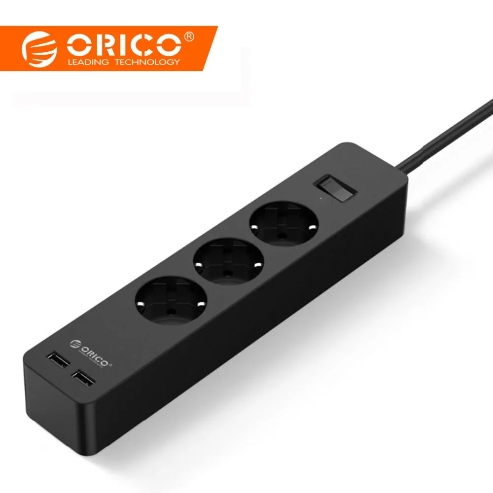 

ORICO Smart Home Office Electronic Power Strip Socket 3/5AC Outlet Power Strip with 2 USB Charging Extension EU Plug Interface