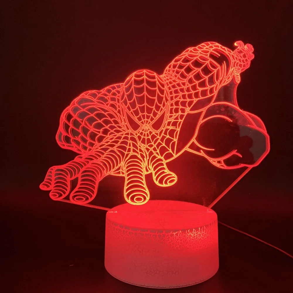 

3D Led Night Light Lamp Marvel Spiderman Home Decoration Luminaria Gift for Kids Child Bedroom Nightlight Superhero Spider Man
