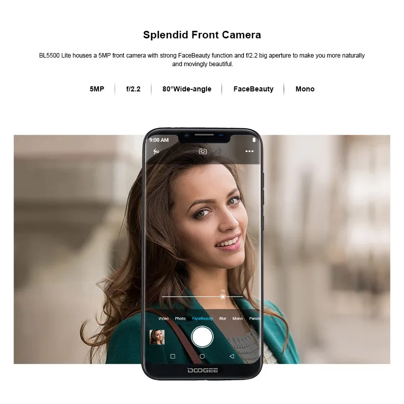 Original Doogee BL5500 Lite 6.19 Inch 19:9 Notch Screen 4G LTE Smartphone Quad Core 2G+16G Fingerprint Mobile Phone Android 8.1