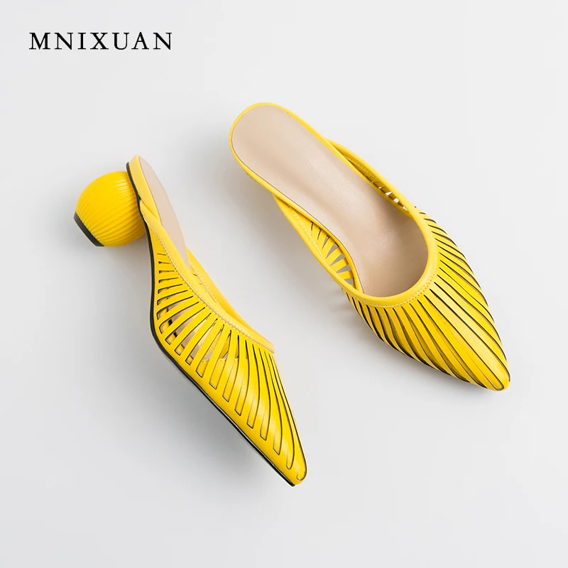 MNIXUAN/классическая женская обувь шлепанцы с закрытым носком Новинка 2019 года сезон