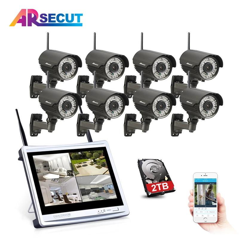 

ARSECUT 8CH NVR 960P HDMI Wireless Video Recorder Waterproof Night Vision Wifi Security Camera System Outdoor Surveillance Kits