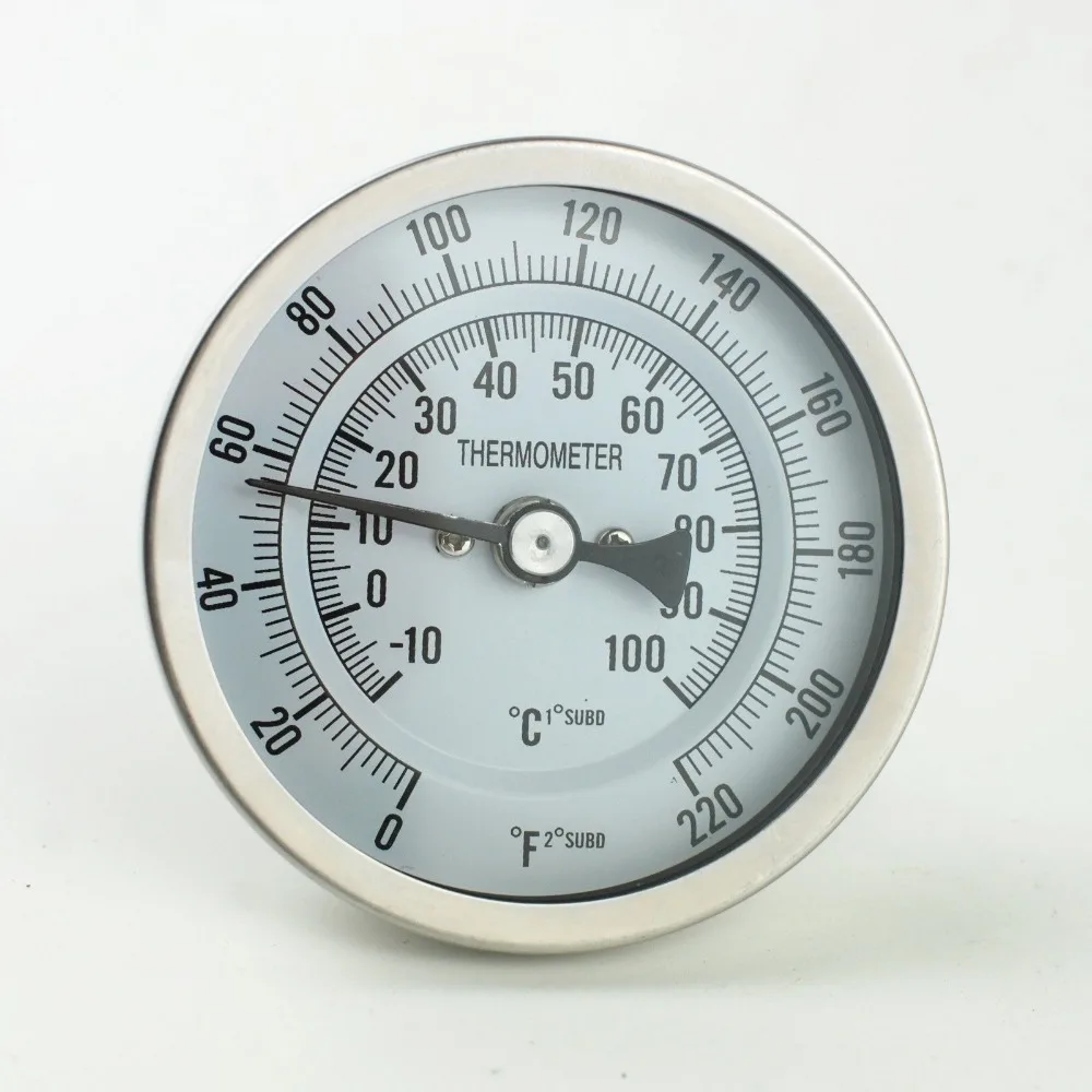 

304 Steel Bi-metal Thermometer 3"Face & 2"Probe, 1/2" NPT Stainless Steel Thermometer Moonshine Still Condenser Brew Mash Tun