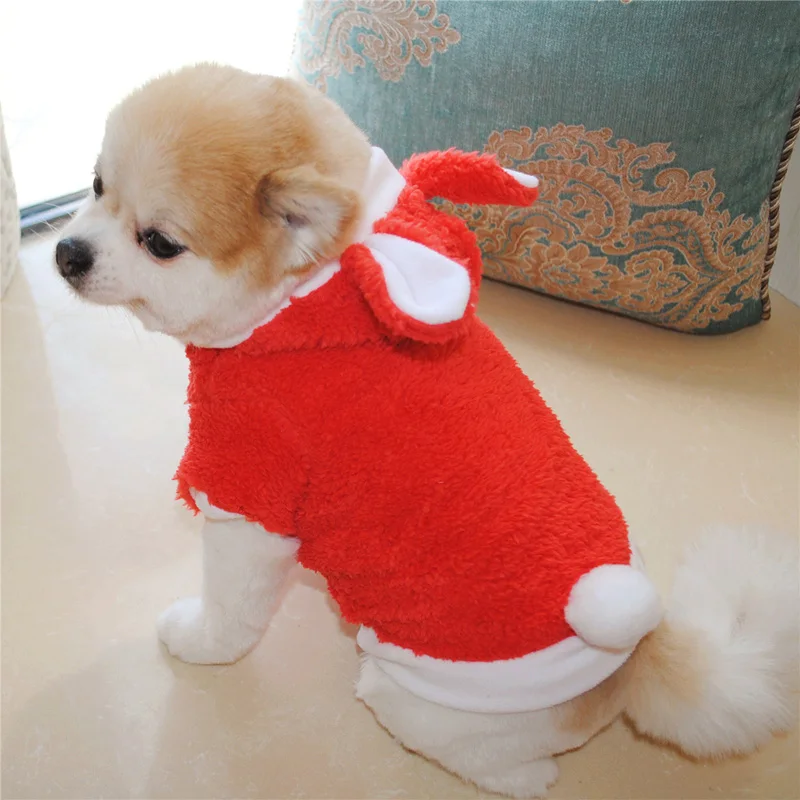 

Rabbit Ear Pet Dog Clothes For Small Dogs Thickened Dog Hooded Party Dress Up Winter Warm Puppy Coat Jacket Chihuahua Costume