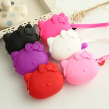 High Quality Mini Hello Kitty Cat Cute Female Coin Purse Friendly Silicone Wallets Fashion lovely Women Key Bag Kid Gift Bolsa
