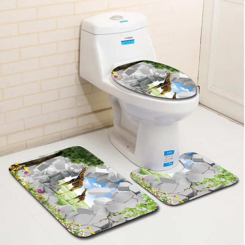 3D серия, фланелевые коврики для ванной комнаты, HD печать, коврик для ванной комнаты, мягкий водопоглощающий нескользящий коврик для ванной