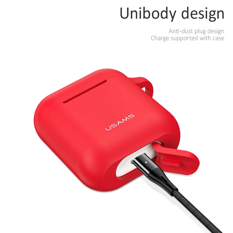 USAMS чехол для наушников AirPods силиконовый защитный светящийся беспроводной Bluetooth