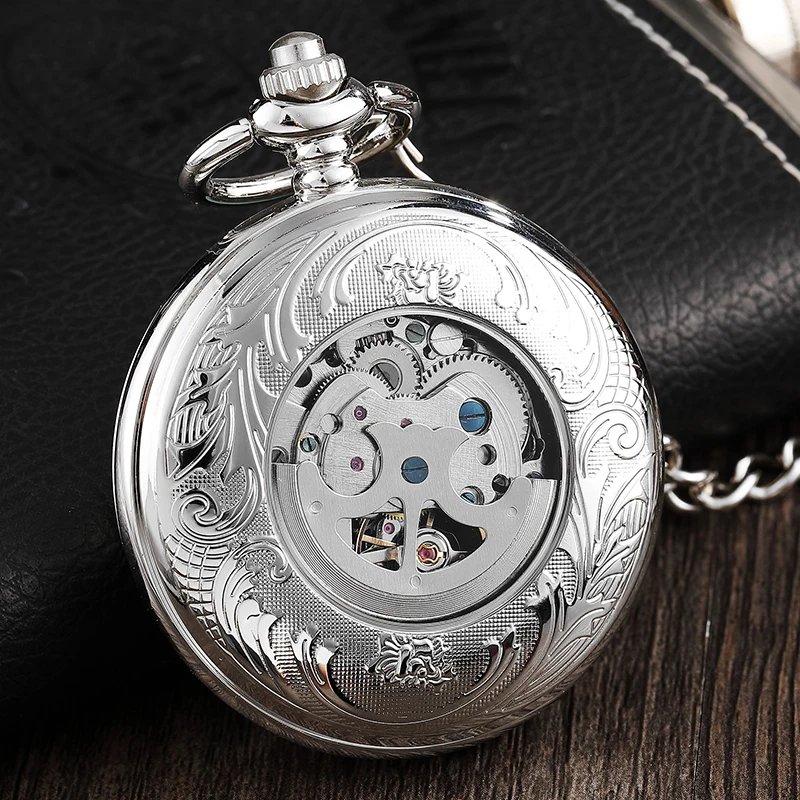 Prata luxo Número Roman Dial Mens Mecânica