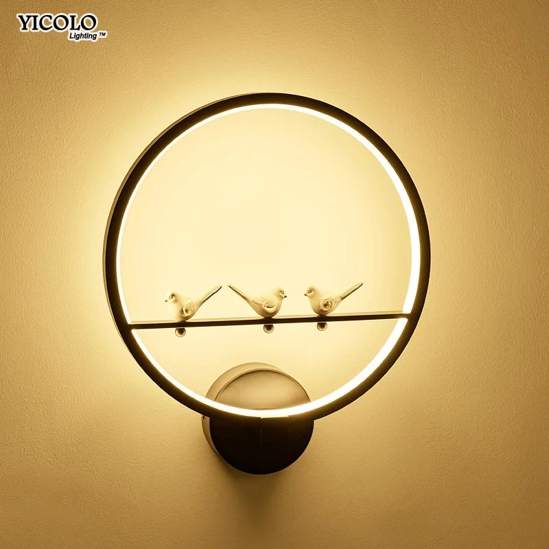 

18W LED Wall Lamp for Bedroom Beside Three bird white black frame Light Indoor Living Dining Room Corridor Lighting Decoration