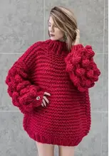 Street Winter Pullovers Ladies 7 Colors Long Lantern Sleeve Ball Sweater Chic Knitted Lady Outerwear Street Winter Pullovers Ladies 7 Colors Long Lantern Sleeve Ball Sweater Chic Knitted Lady Outerwear