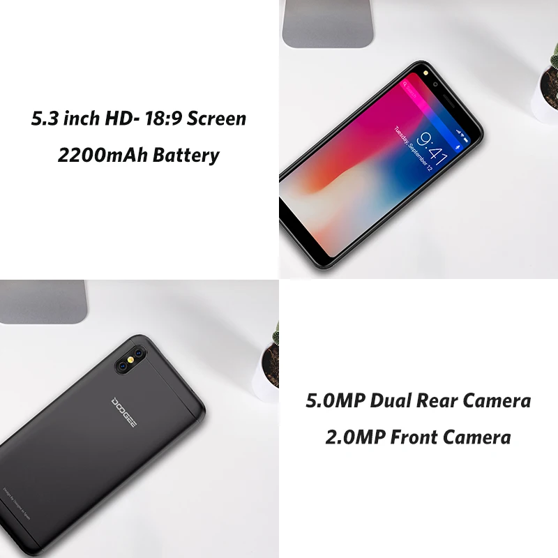 DOOGEE X53 5 3 &quot18:9 мобильного телефона Android 7 0 mtk6580m четыре ядра 1 ГБ Оперативная память