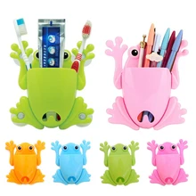 Настенная подставка для зубных щеток в форме милой лягушки, подставка для зубных щеток для детей, инструменты для макияжа, настенная палочка, органайзер, аксессуары для ванной комнаты