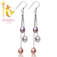 Женские длинные серьги с жемчугом NYMPH из стерлингового серебра 925