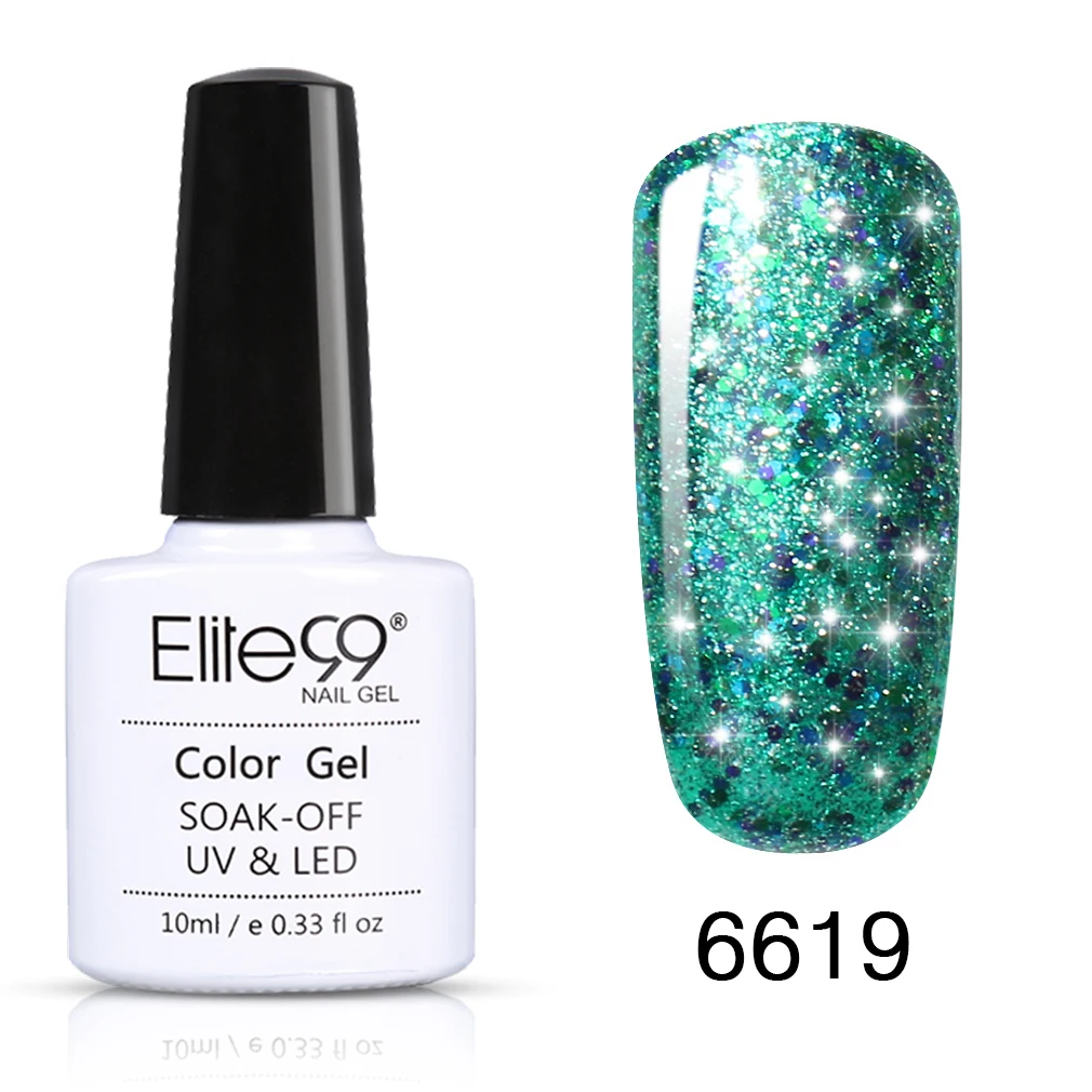 Elite99 10 мл Звездный Гель-лак для ногтей Супер Bling Soak Off UV лампа Гель-лак Блеск Гель-лак маникюр лак для ногтей - Цвет: 6619