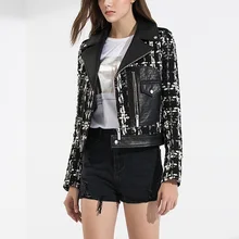 Ruique Для женщин Зимняя модная куртка для девочек в стиле панк с длинными рукавами в стиле пэчворк уличная пальто простые женские Повседневная куртка наряды