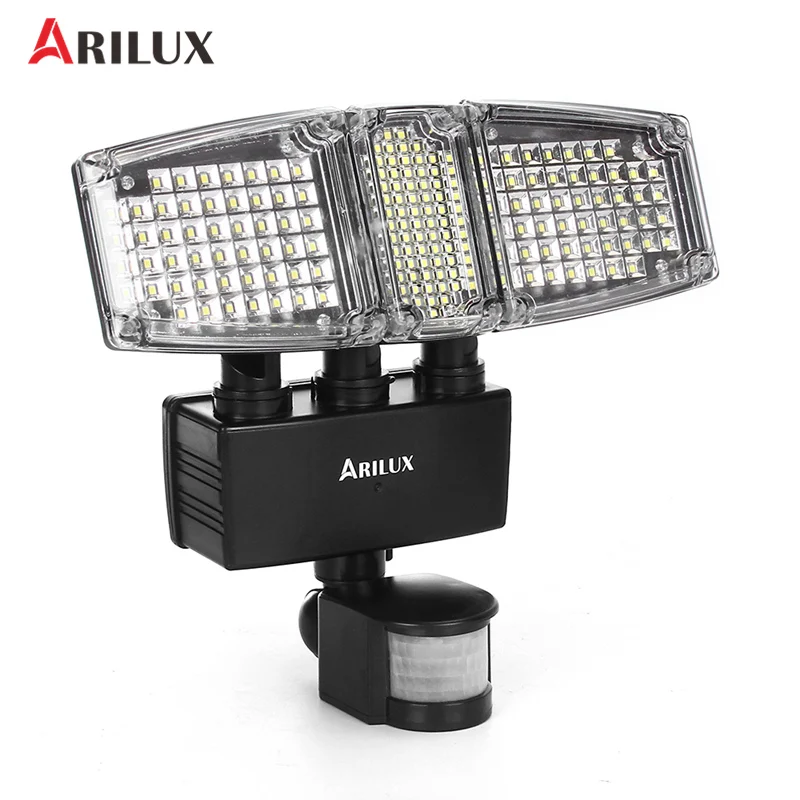 

ARILUX 2835SMD 178 LED Flood Light Solar Panel PIR Motion Sensor Three Head 1000LM Solar Lamp Outdoor Garden Waterproof Lamp