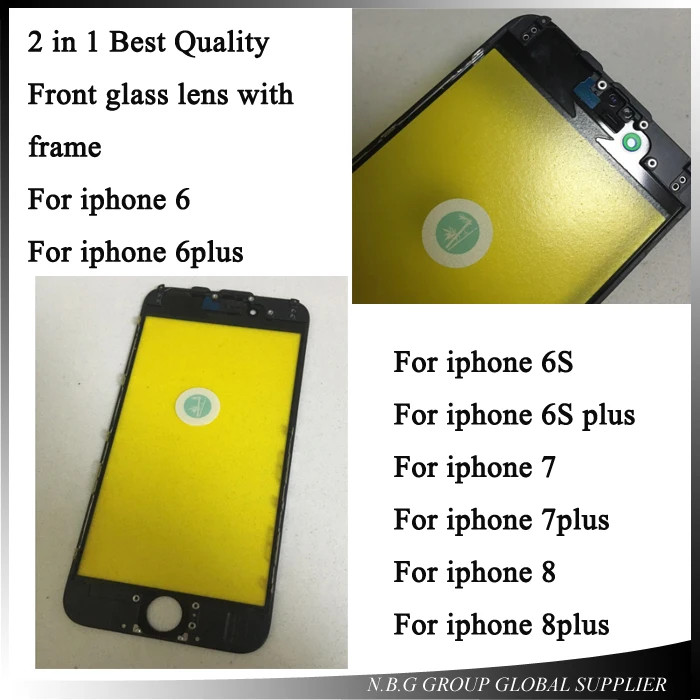 Внешнее стекло с рамкой для iPhone 8G 8P 6G 6plus 6S 7G plus 2 шт./Лот лучшее качество стеклянный