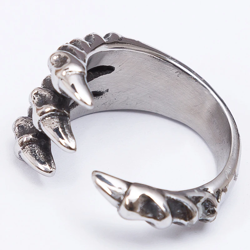 TrustyLan, размеры 7-12, мужские кольца в стиле панк-рок из нержавеющей стали, мужские готические байкерские ювелирные изделия, серебряного цвета, коготь дракона, мужское кольцо на палец