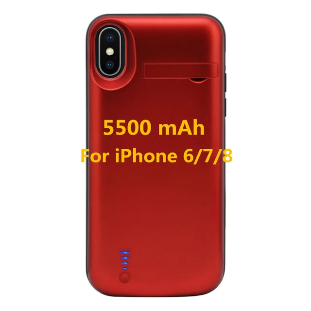 Для iPhone X/iPhone Xs Портативный Батарея Зарядное устройство чехол для iPhone 6 Plus/6s/iPhone 7 Plus/8 резервного копирования Мощность Bank пакет для iPhone 6s/7/8 Plus Батарея чехол - Цвет: Red For 6 7 8