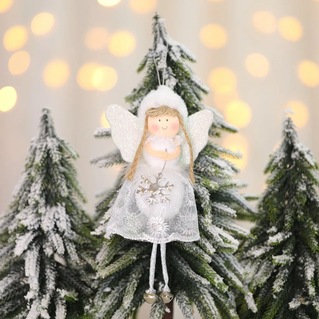 Очаровательные домашние декоративные рождественские украшения, подарок, крыло, белое дерево Ангела, игрушка, кукла, рождественские украшения, для дома, детский подарок