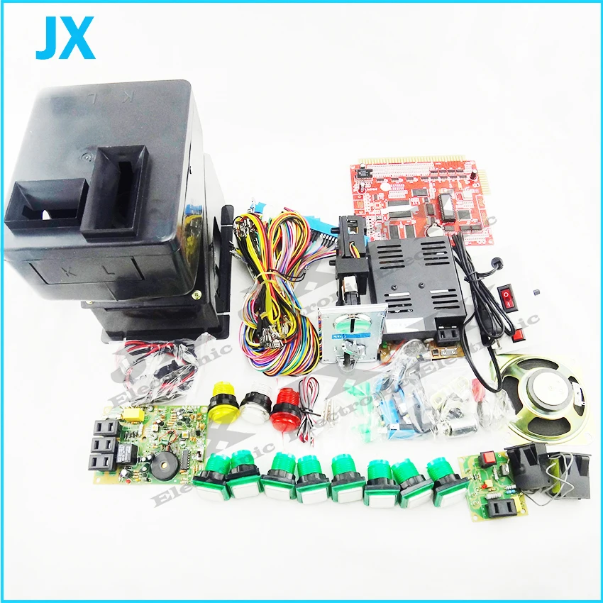

DIY arcade part casino game kits with the 7X PCB board Coinhopper, coin acceptor, buttons, harness. etc for slot game machine