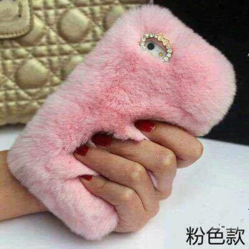 Luxury Real Rex Rabbit Fluffy Fur Phone Case for iPhone 7