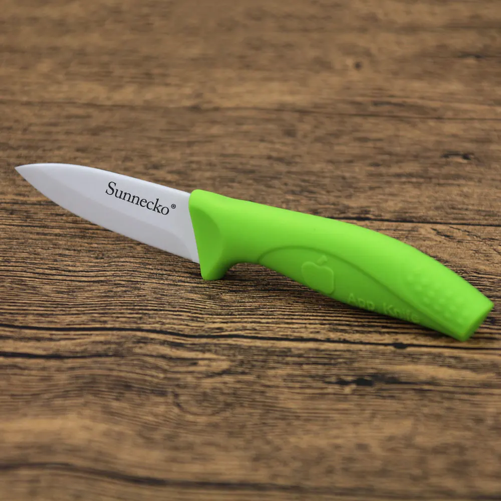 Sunnecko 3 inches Paring Knife with Sharp Ceramic Blade Green PP+TPR