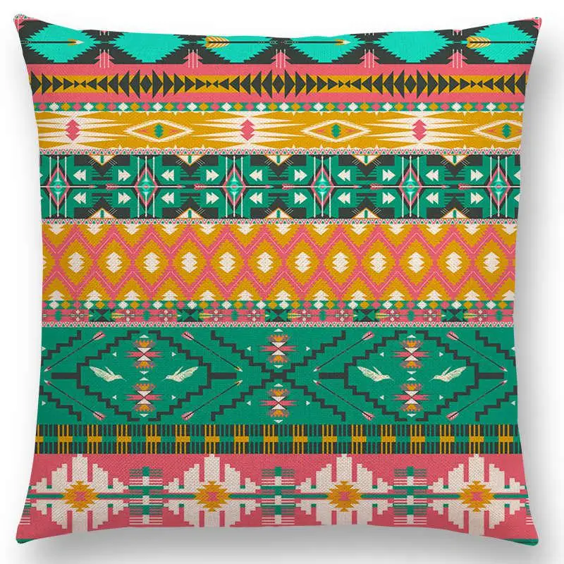 Красочные Бесшовные ацтекские декоративные принты дивана бросок наволочки Необычные абстрактные геометрические векторный узор Племенной наволочки - Цвет: a025611