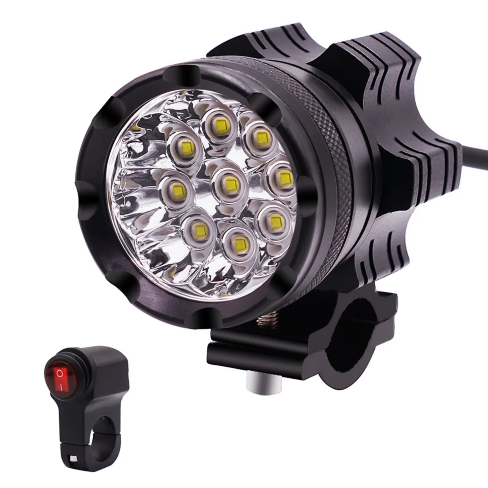 

Black Motorcycle Lamps Set Aluminum Alloy Blasting Flash IPX6 Fully Waterproof 5500 Lumen 9 LED Headlights Accessories #4D20