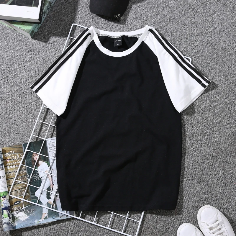 

NEW Women T-shirts 2019 Fashion tees solid Letter Print Men tops Black Short Sleeve Casual Slim tshirt