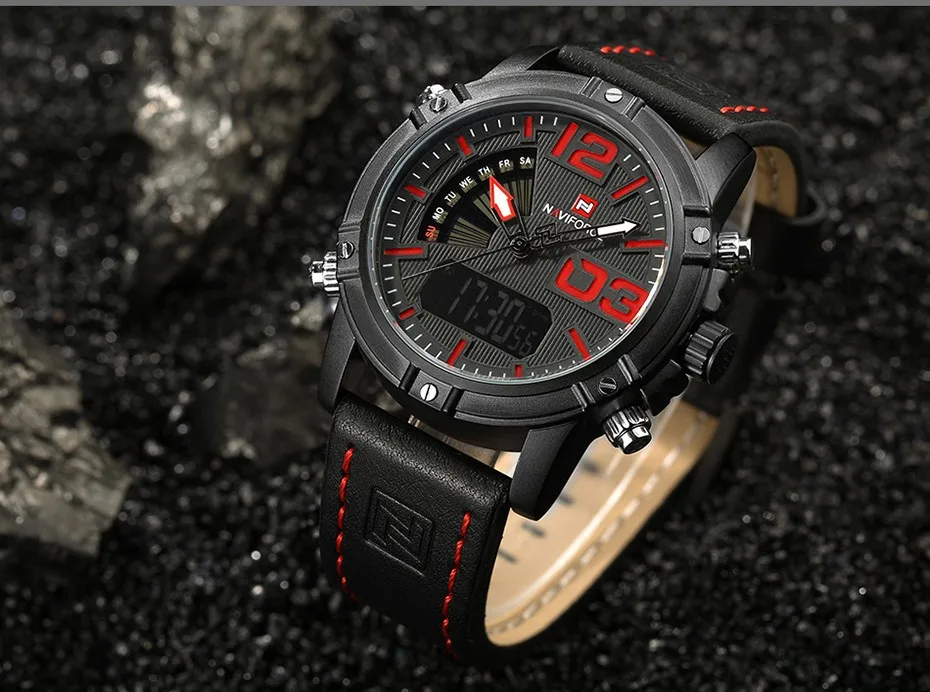 2019 NAVIFORCE Men's Fashion Sport Watches Men Quartz Analog Date Clock Man Leather Military Waterproof Watch Relogio Masculino