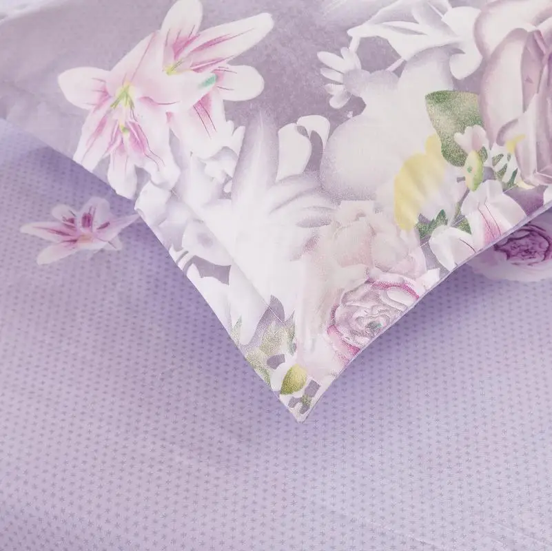  Solstice Purple Pastoral Flowers Style 4pcs Bedding Set Cotton Bed Cover Bed Sheet Duvet Cover Pill