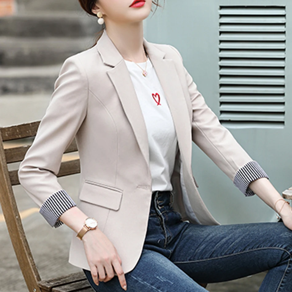 Genayooa бренд элегантный офисный Lady2019 осенний Повседневный Блейзер Женский Плюс Размер Черный блейзер Feminino Slim Fit женские куртки