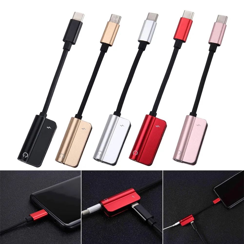 

USB C Audio Cable 2 in 1 Type-C to 3.5 mm Jack Earphone Adapter Receiver Audio Splitter for Xiaomi 8 GDeals