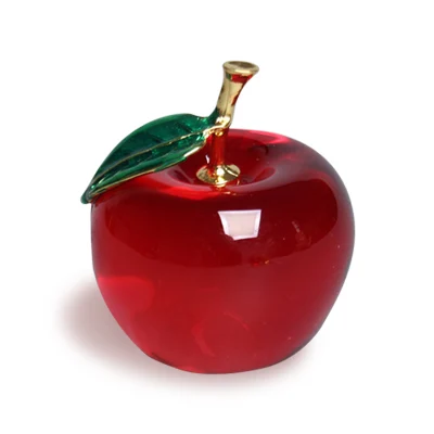 1 рождественская Хрустальная Фигурка яблока, украшения с красивой подарочной коробкой, украшение для дома, искусство и коллекция, Рождественские Свадебные сувениры, подарки - Цвет: Red