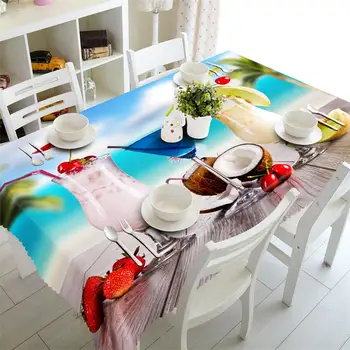

Beach 3D printing Rectangular Tablecloths Polyester Table Cover Modern Brand Customizable Table Cloth