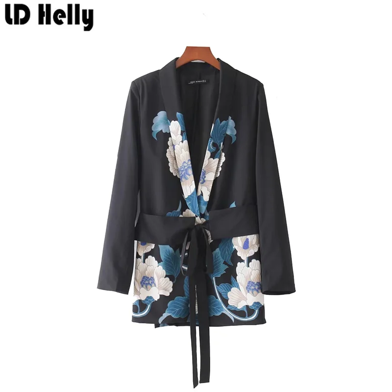 LD Helly осенние винтажные женские блейзеры куртки модные с цветочным принтом