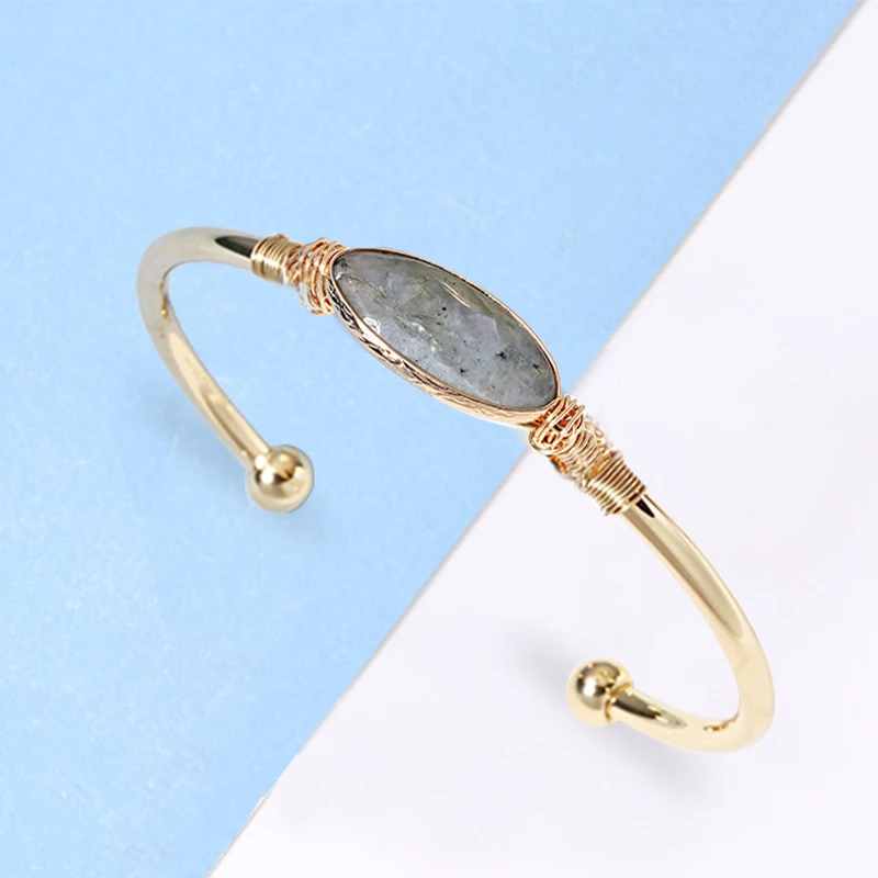 Бренд Bojiu, Женские Ювелирные изделия, женские браслеты, женские браслеты из натурального камня с металлическим трендовым браслетом для женщин BR032