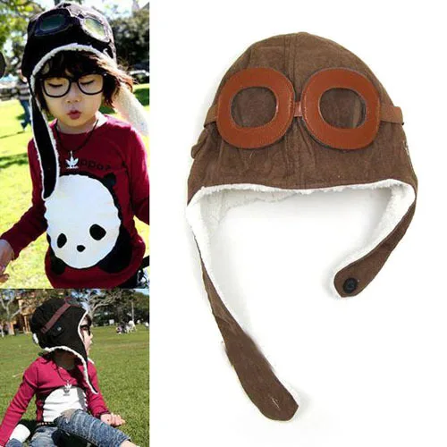 Kids Toddler Pilot Aviator Cap Fleece Hats Earflap Winter Warm Unisex Beanie Hot