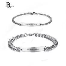 Womens Mens Gratis Custom Graveren Rvs Goedkope Link Chain Armbanden Gepersonaliseerde Kerstcadeau Voor Koppels